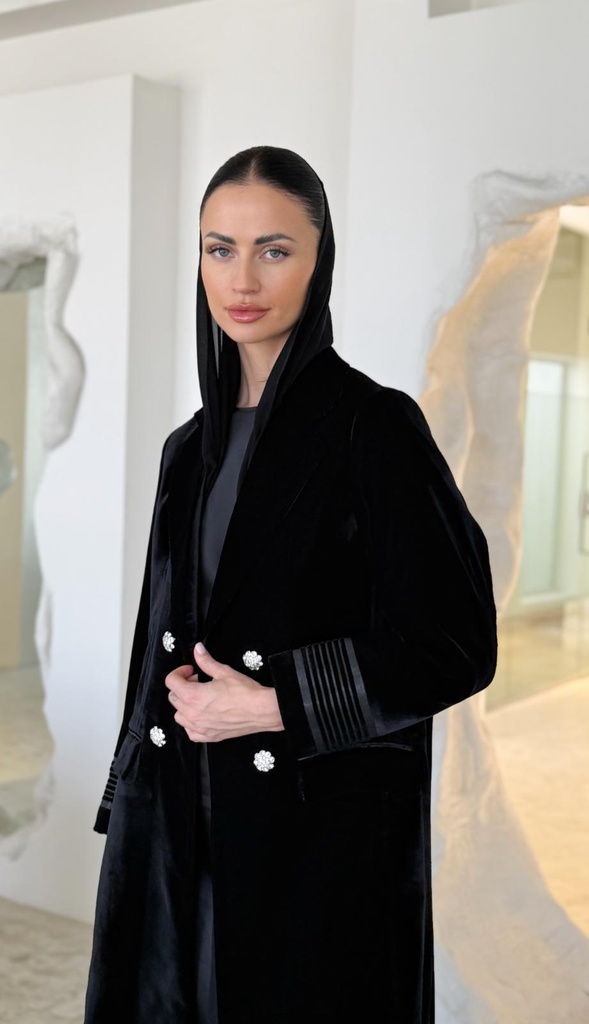 Velvet black long blazer