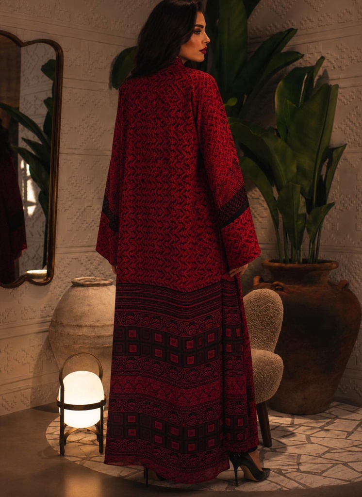 Red Chiffon Abaya - BECA011