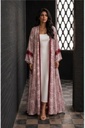 Roman print abaya - Maroon - BECA018