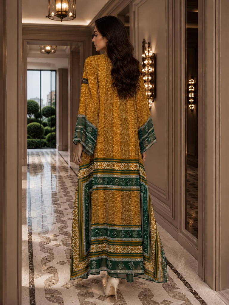 Master with Green Chiffon Sari with Lace - BECS017