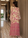 Baby Pink Flowers Chiffon Sari with Lace - BECS018