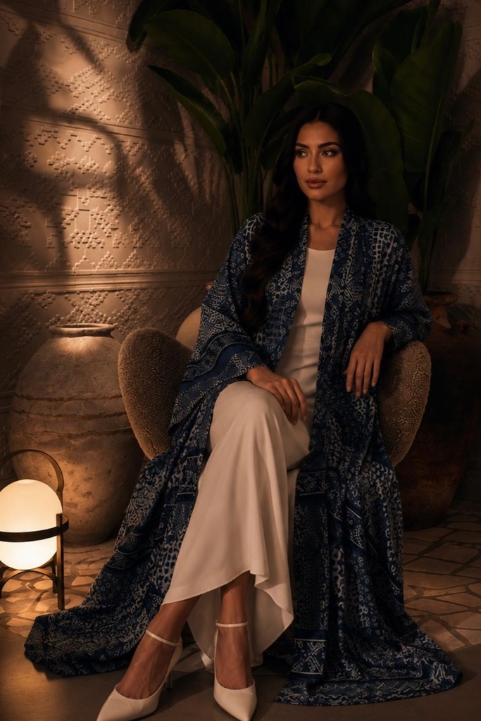Dusty blue Chiffon Abaya - BECA012