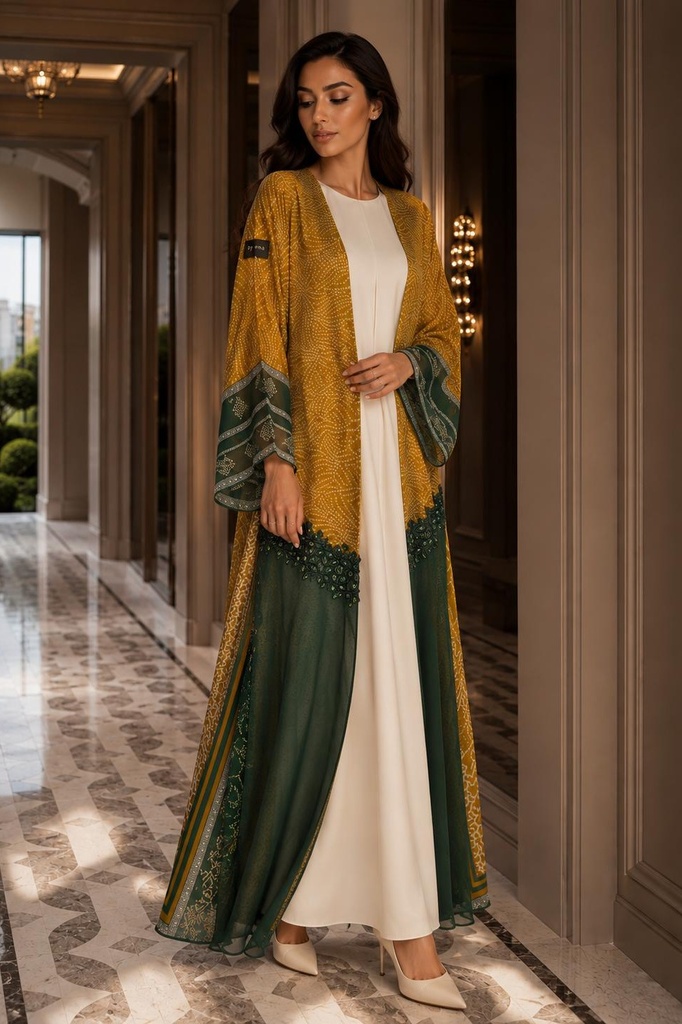 Master with Green Chiffon Sari with Lace - BECS018