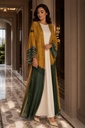 Master with Green Chiffon Sari with Lace - BECS018