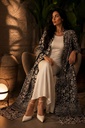 Black and White Chiffon Abaya - BECA013